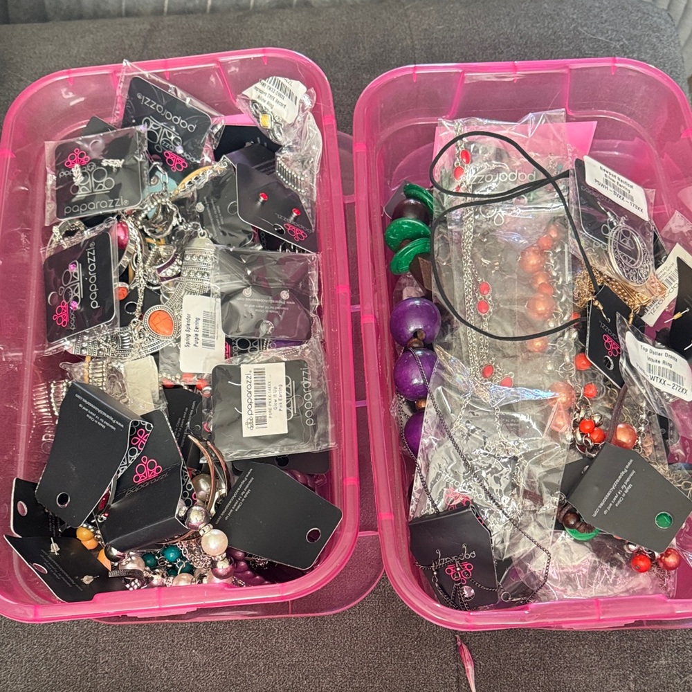paparazzi Pink Storage Trays of Assorted Jewelry
